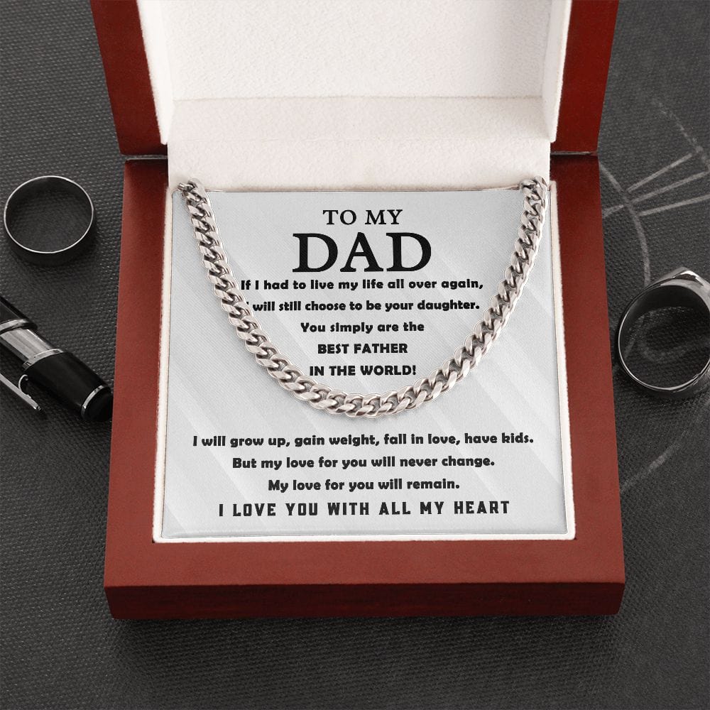 To Dad from Daughter Cuban Link Chain - Dazora Jewels  - Dazora Jewels 