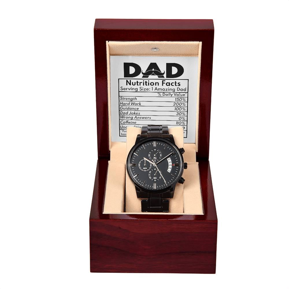 Dad-Nutrition Facts - Metal Chronograph Watch