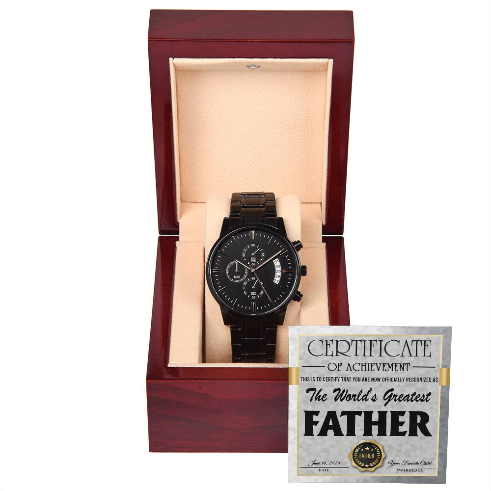 To Dad - World's Greatest Father - Metal Chronograph Watch