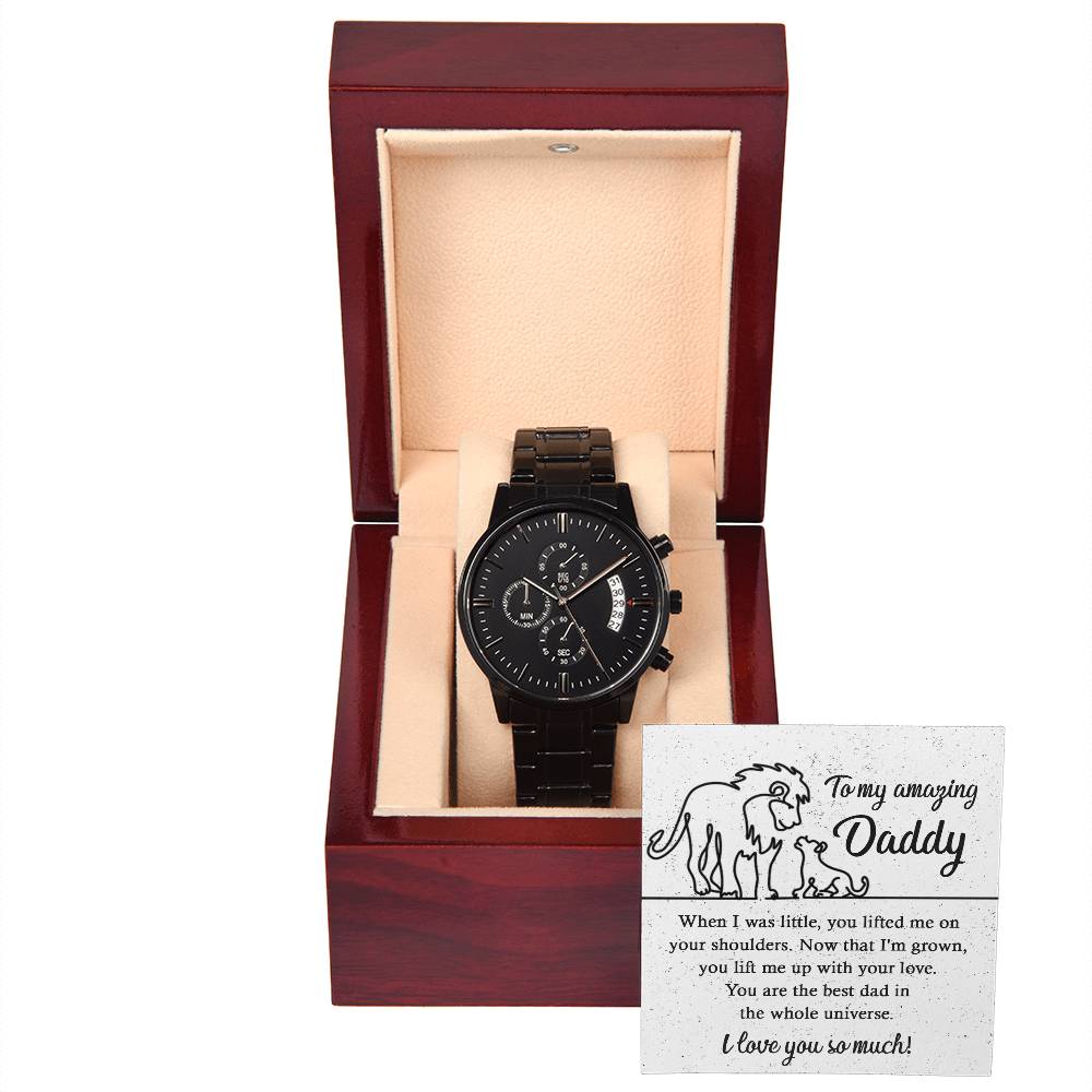 Dad - On Your Shoulders  -Metal Chronograph Watch