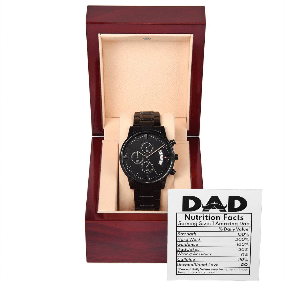 Dad-Nutrition Facts - Metal Chronograph Watch