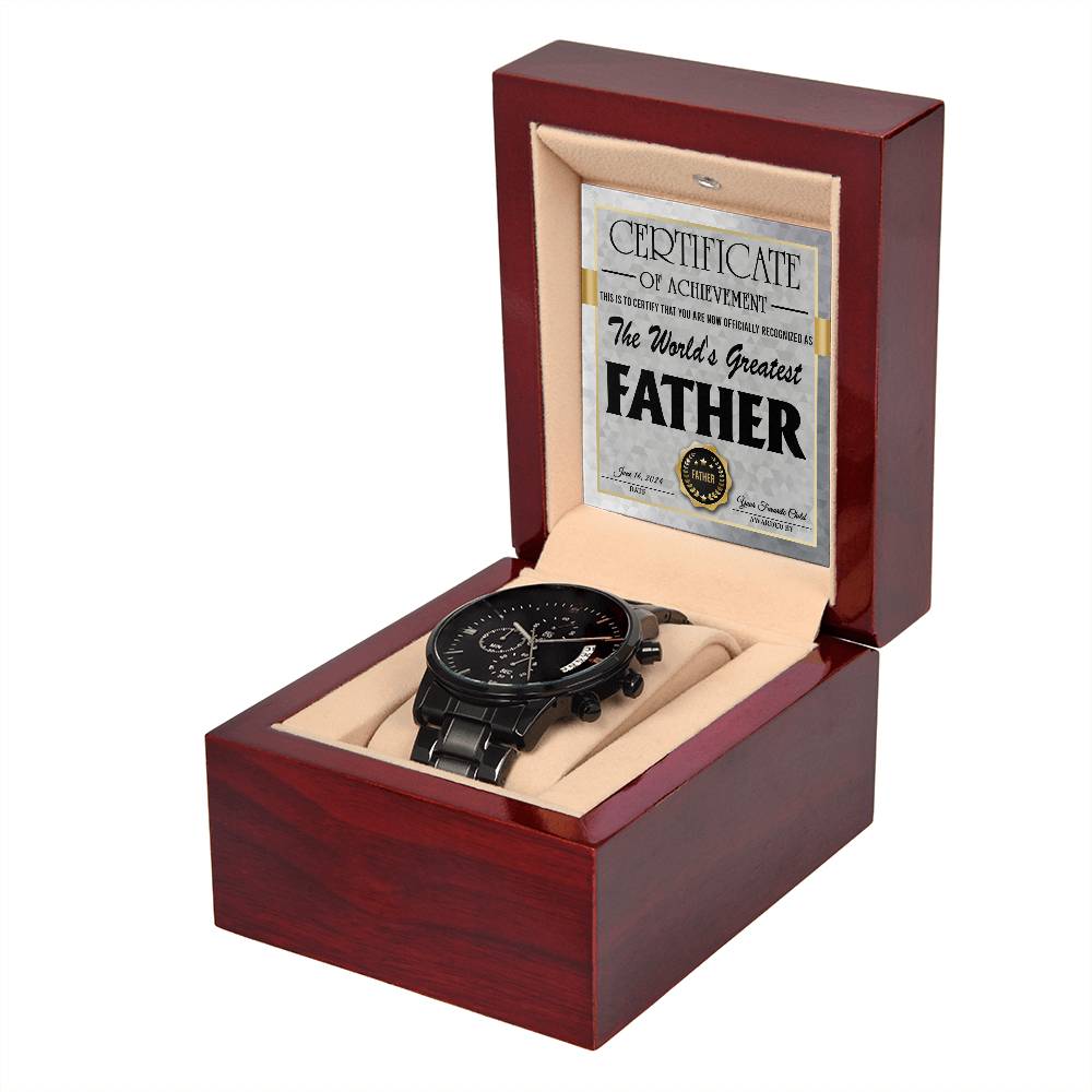 To Dad - World's Greatest Father - Metal Chronograph Watch