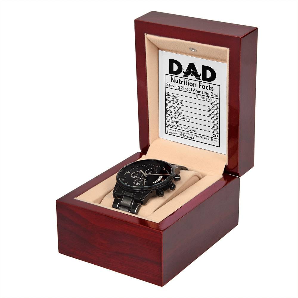 Dad-Nutrition Facts - Metal Chronograph Watch