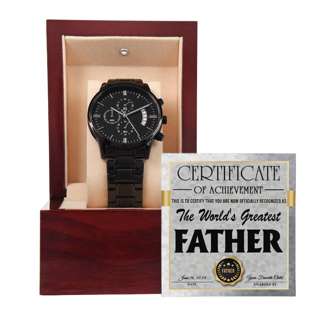 To Dad - World's Greatest Father - Metal Chronograph Watch