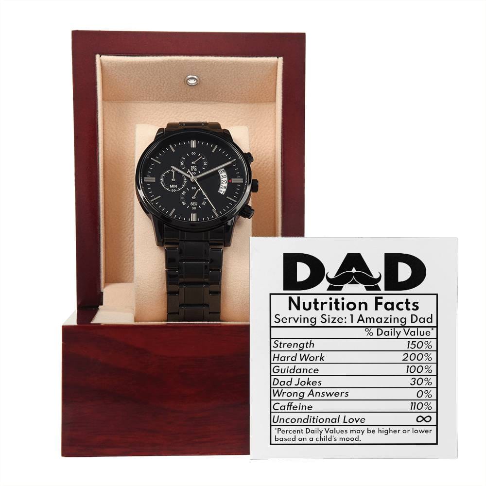 Dad-Nutrition Facts - Metal Chronograph Watch