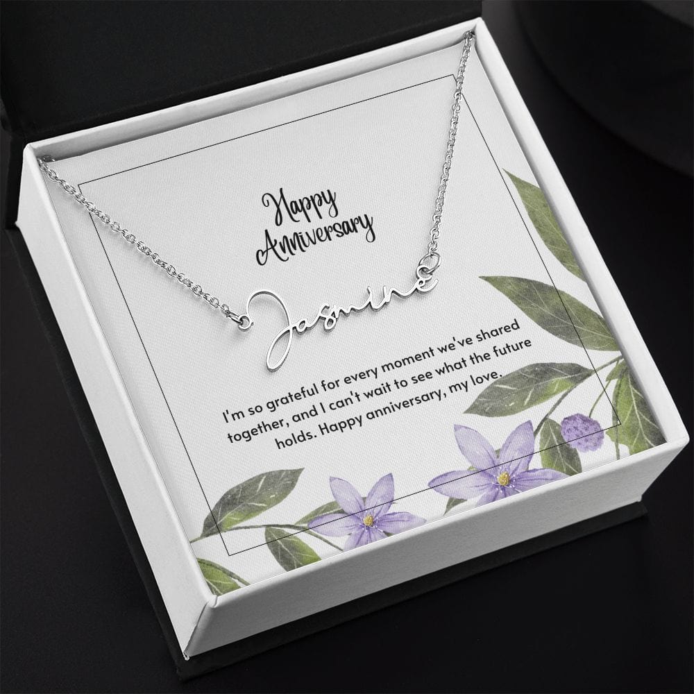 Anniversary Signature Name Necklace - Dazora Jewels  - Dazora Jewels 