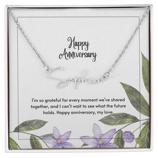 Anniversary Signature Name Necklace - Dazora Jewels  - Dazora Jewels 