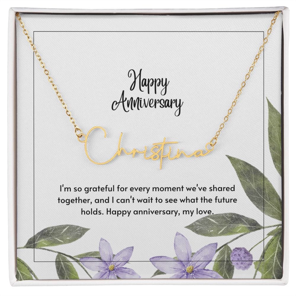 Anniversary Signature Name Necklace - Dazora Jewels  - Dazora Jewels 