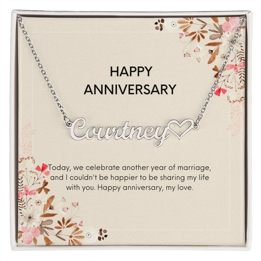 Happy Anniversary Custom Name Necklace - Dazora Jewels  - Dazora Jewels 