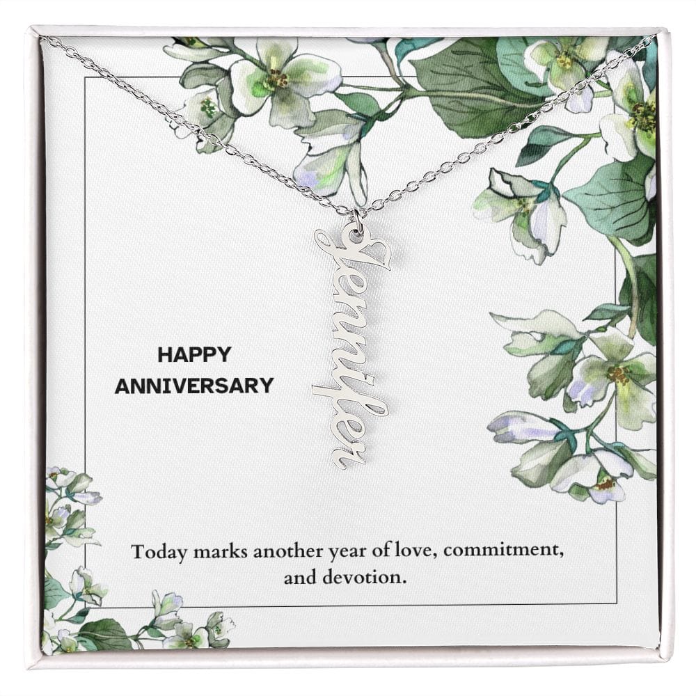 Anniversary Vertical Name Necklace - Dazora Jewels  - Dazora Jewels 