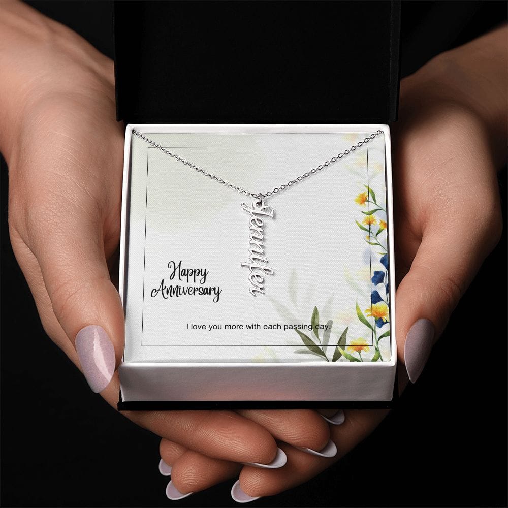 Anniversary Vertical Name Necklace - Dazora Jewels  - Dazora Jewels 