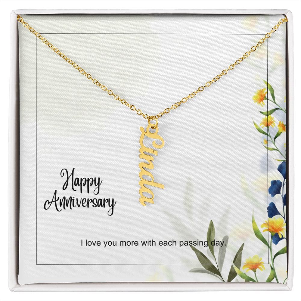 Anniversary Vertical Name Necklace - Dazora Jewels  - Dazora Jewels 