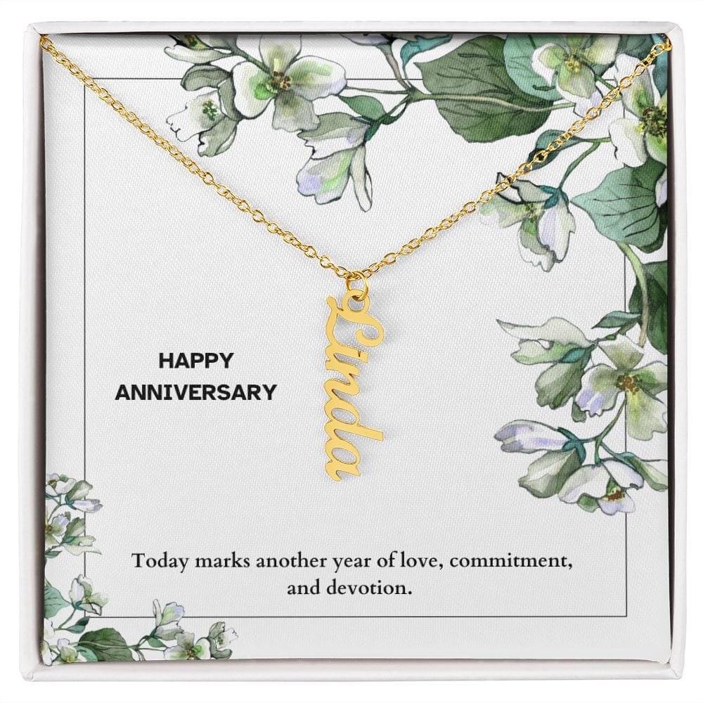 Anniversary Vertical Name Necklace - Dazora Jewels  - Dazora Jewels 