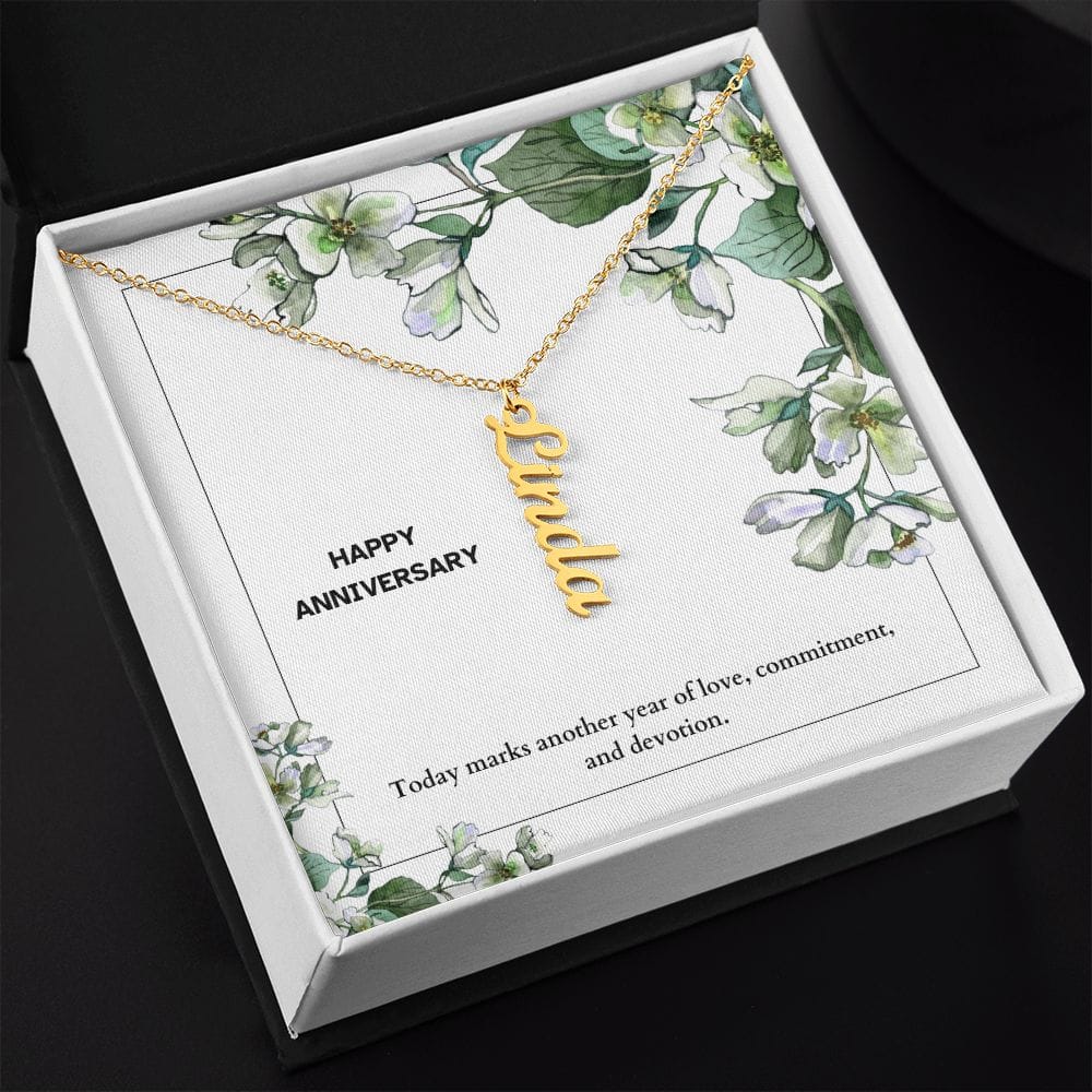 Anniversary Vertical Name Necklace - Dazora Jewels  - Dazora Jewels 