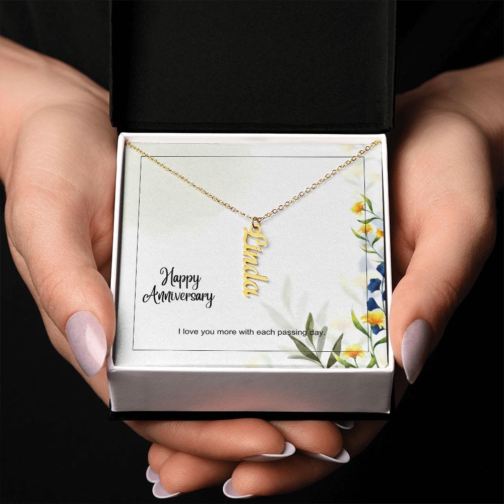 Anniversary Vertical Name Necklace - Dazora Jewels  - Dazora Jewels 