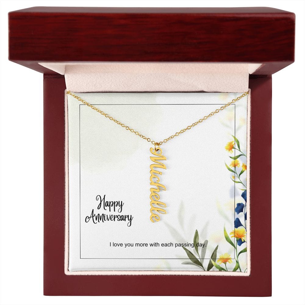 Anniversary Vertical Name Necklace - Dazora Jewels  - Dazora Jewels 