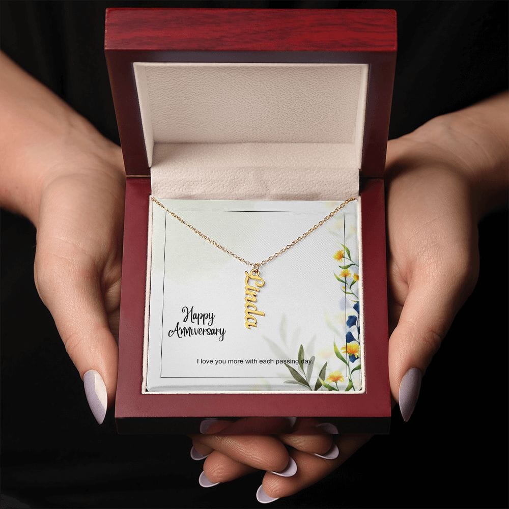 Anniversary Vertical Name Necklace - Dazora Jewels  - Dazora Jewels 