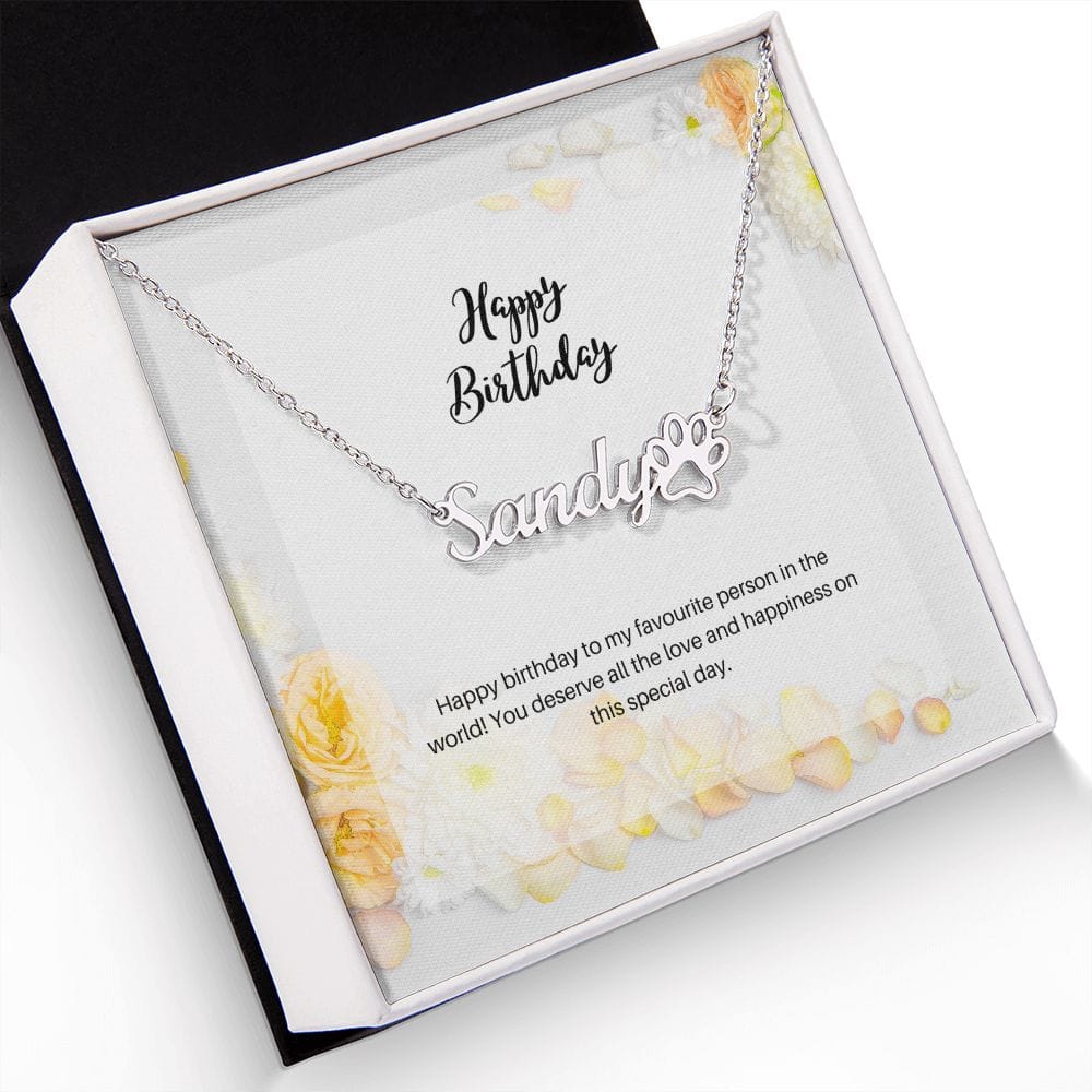 Birthday Name Necklace (Paw Print) - Dazora Jewels  - Dazora Jewels 