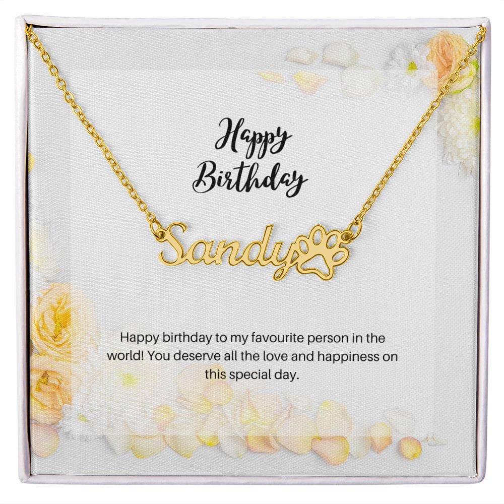 Birthday Name Necklace (Paw Print) - Dazora Jewels  - Dazora Jewels 