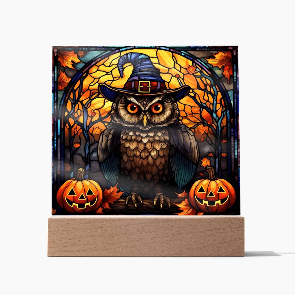 Halloween Owl Stained Glass Acrylic - Dazora Jewels  - Dazora Jewels 