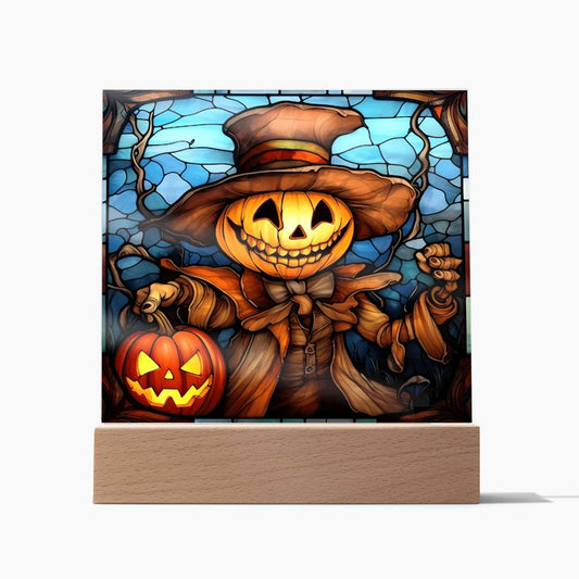 Pumpkin Ghost Stained Glass Acrylic Plaque - Dazora Jewels  - Dazora Jewels 