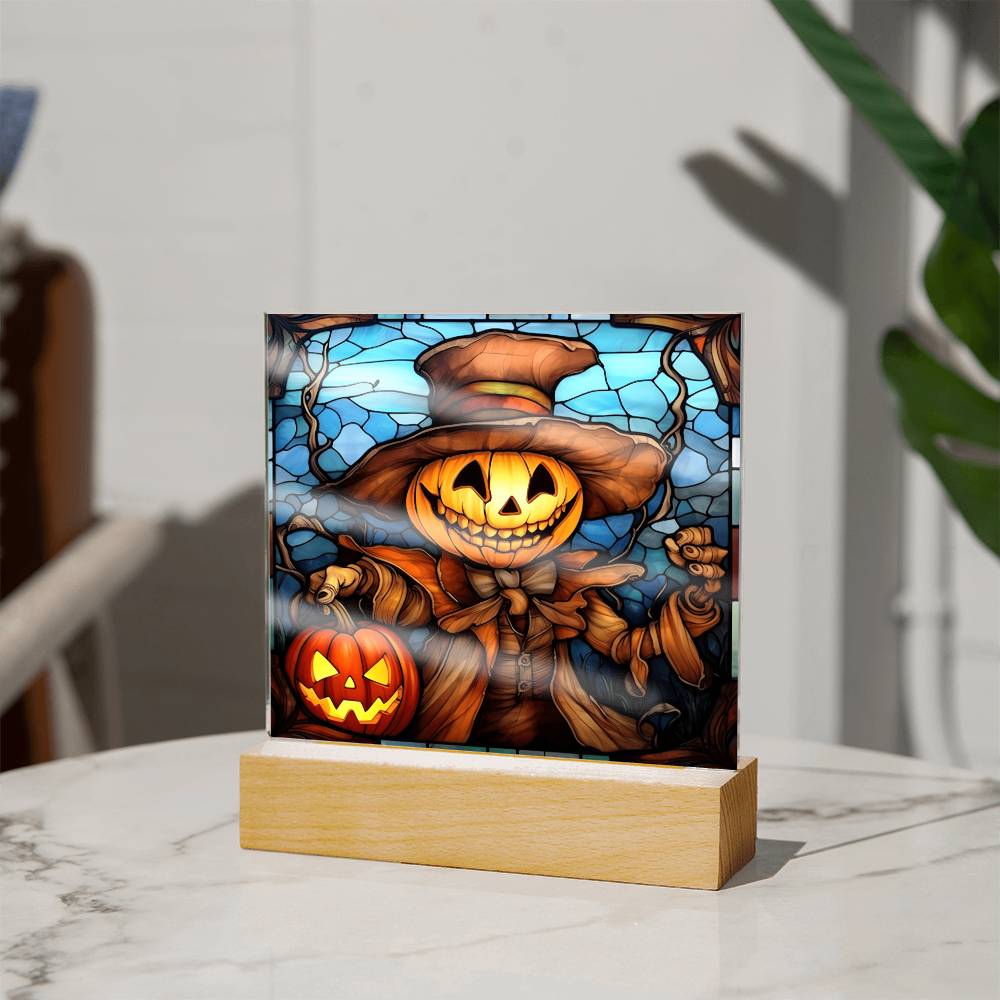 Pumpkin Ghost Stained Glass Acrylic Plaque - Dazora Jewels  - Dazora Jewels 