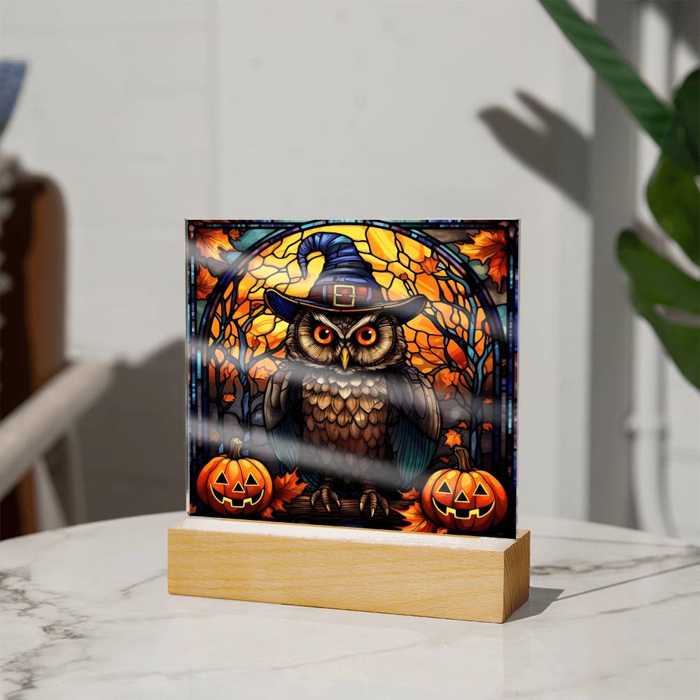 Halloween Owl Stained Glass Acrylic - Dazora Jewels  - Dazora Jewels 