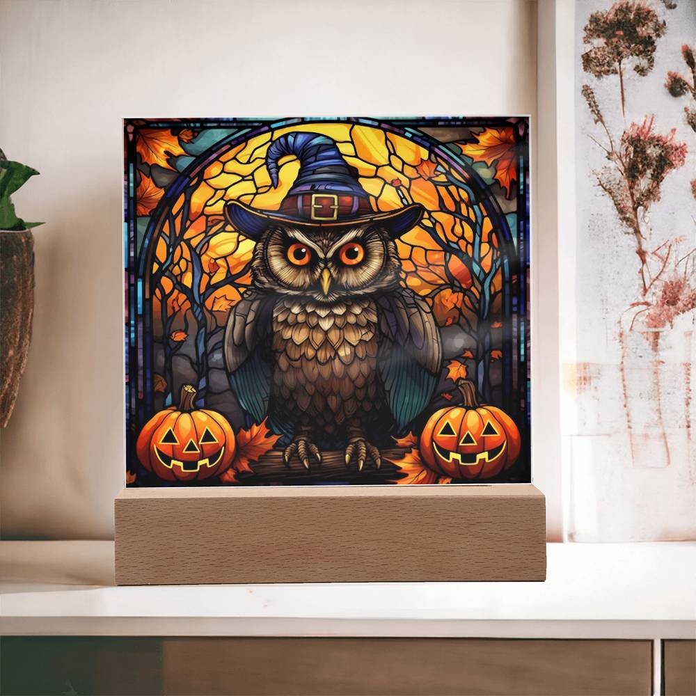 Halloween Owl Stained Glass Acrylic - Dazora Jewels  - Dazora Jewels 