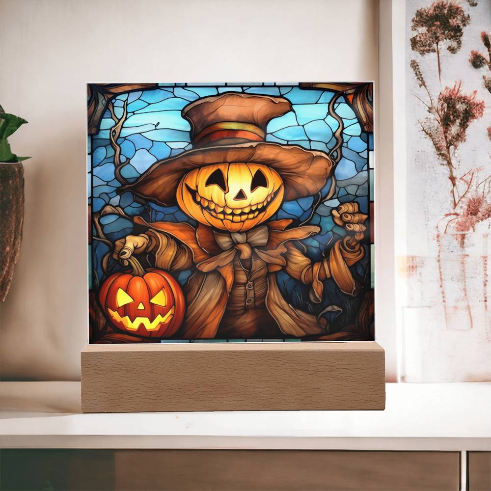 Pumpkin Ghost Stained Glass Acrylic Plaque - Dazora Jewels  - Dazora Jewels 