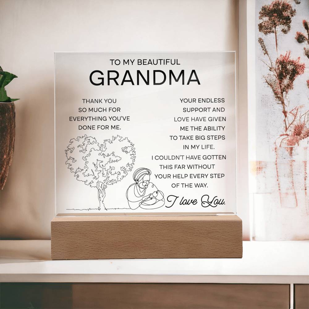 To my beautiful grandma - Endless support - Acrylic plaque - Dazora Jewels  - Dazora Jewels 