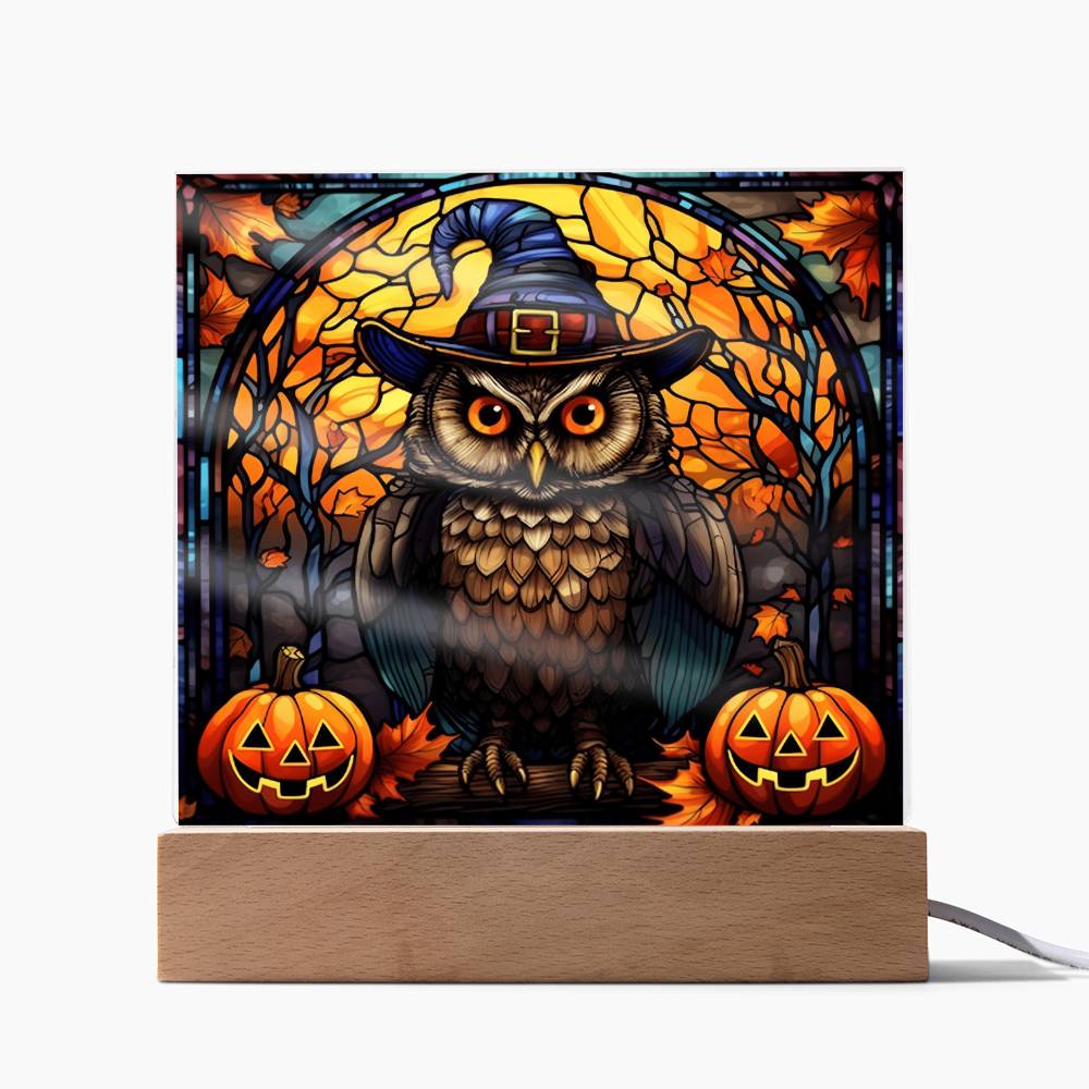 Halloween Owl Stained Glass Acrylic - Dazora Jewels  - Dazora Jewels 