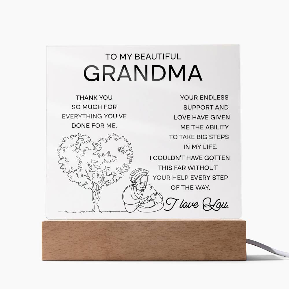 To my beautiful grandma - Endless support - Acrylic plaque - Dazora Jewels  - Dazora Jewels 