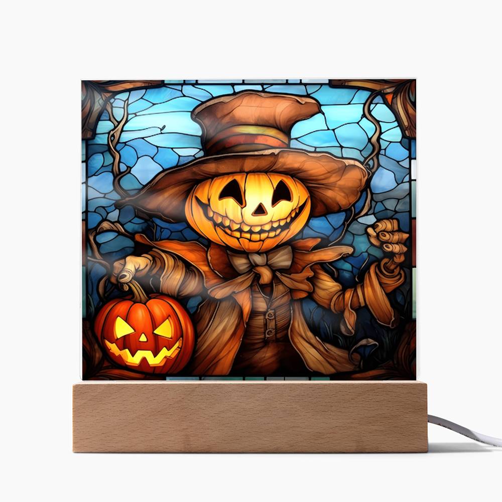 Pumpkin Ghost Stained Glass Acrylic Plaque - Dazora Jewels  - Dazora Jewels 