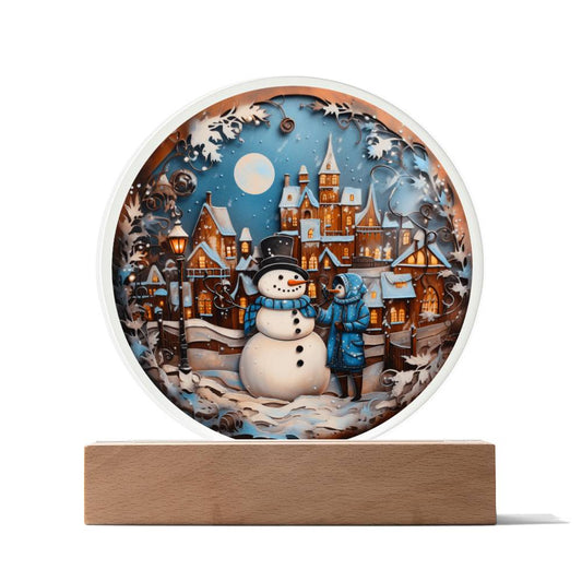 Snowman In Town Acrylic Circle - Dazora Jewels  - Dazora Jewels 