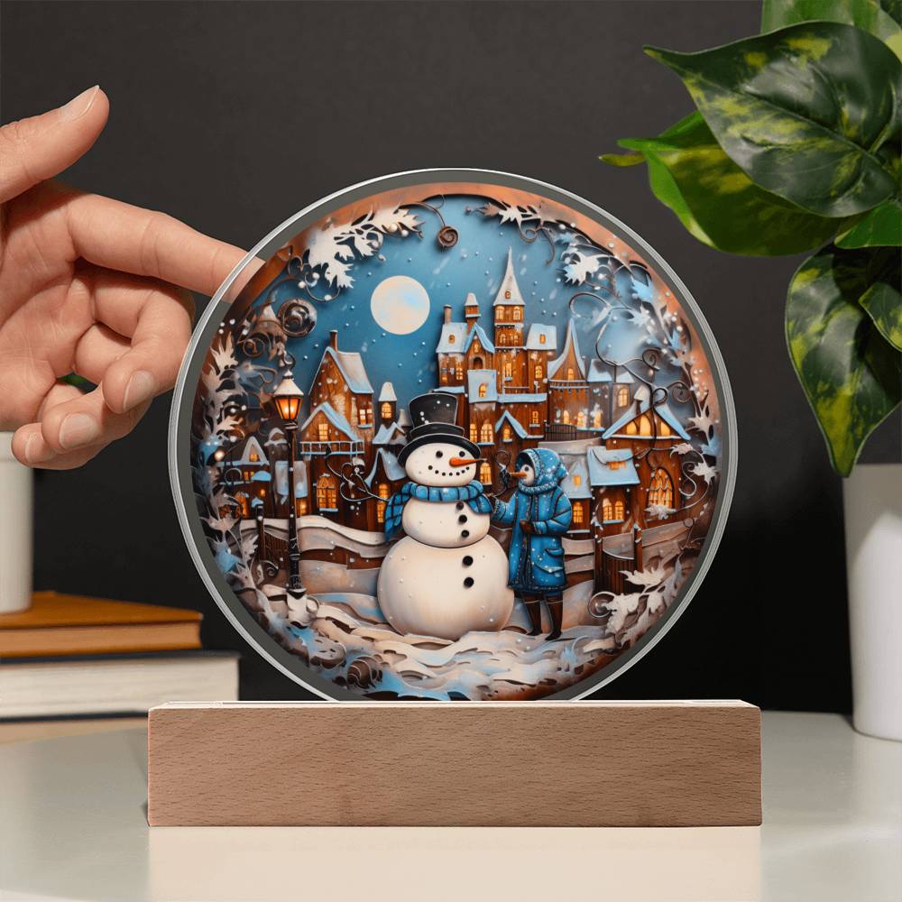 Snowman In Town Acrylic Circle - Dazora Jewels  - Dazora Jewels 