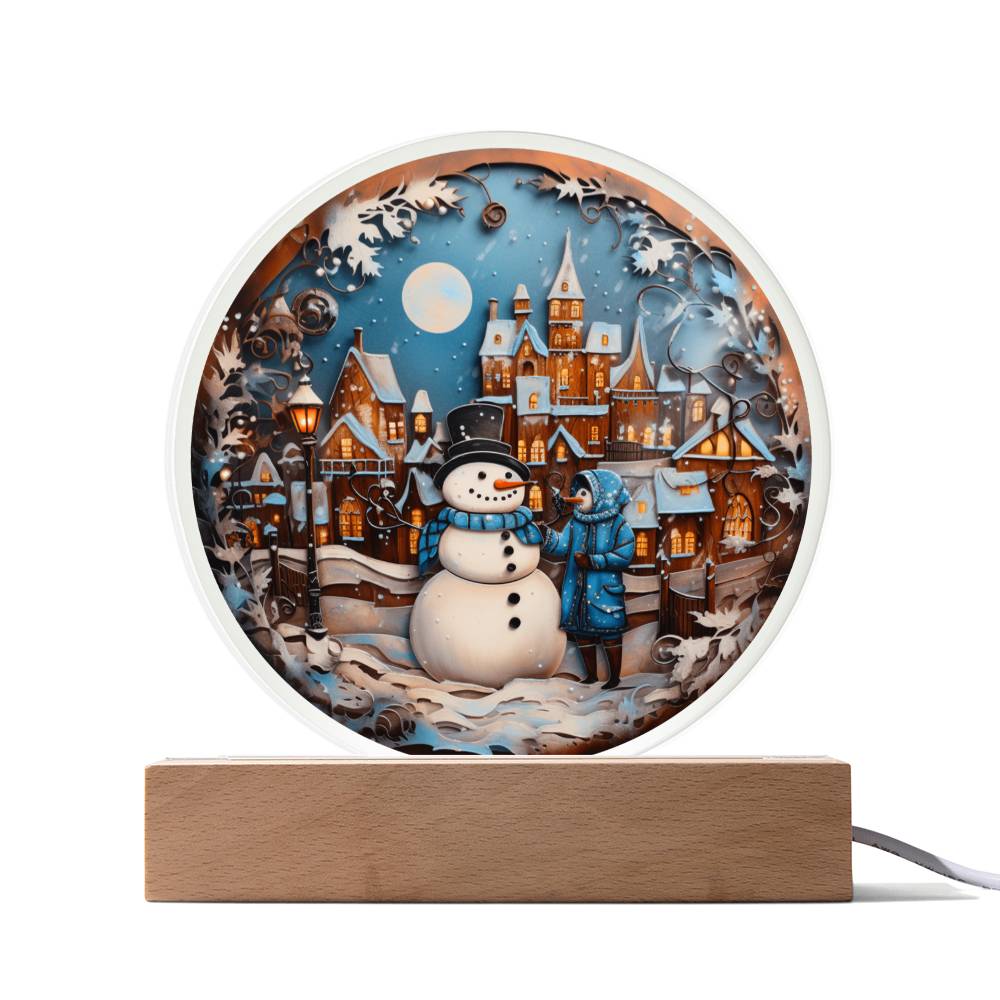 Snowman In Town Acrylic Circle - Dazora Jewels  - Dazora Jewels 