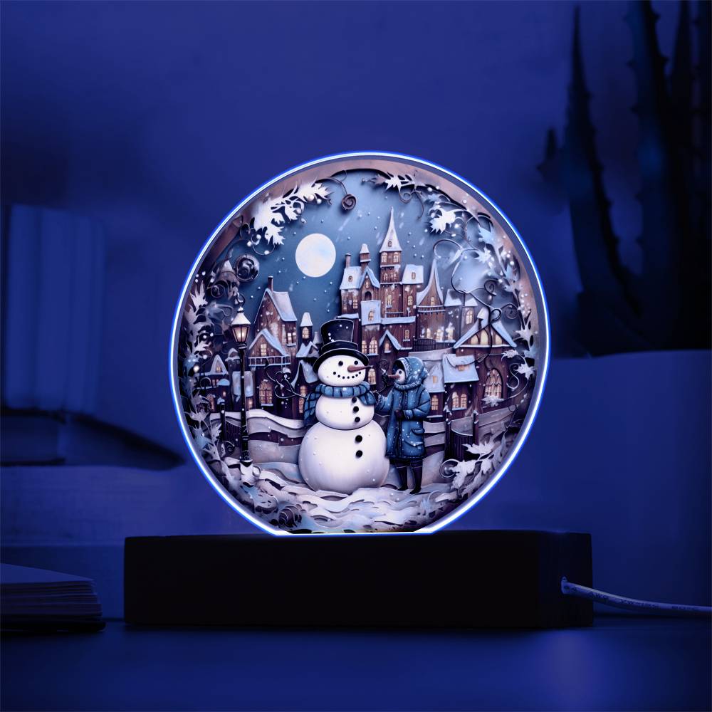 Snowman In Town Acrylic Circle - Dazora Jewels  - Dazora Jewels 