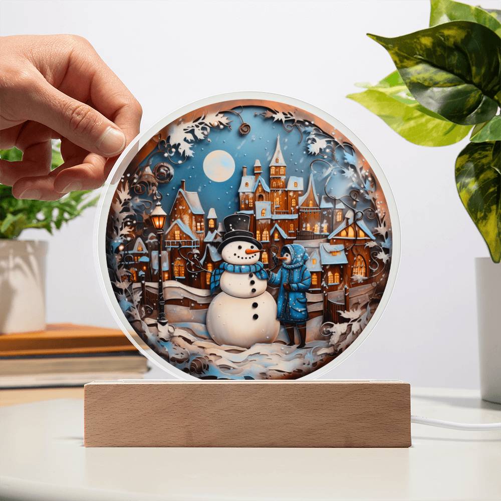 Snowman In Town Acrylic Circle - Dazora Jewels  - Dazora Jewels 