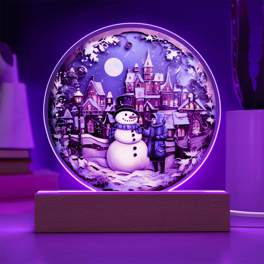 Snowman In Town Acrylic Circle - Dazora Jewels  - Dazora Jewels 