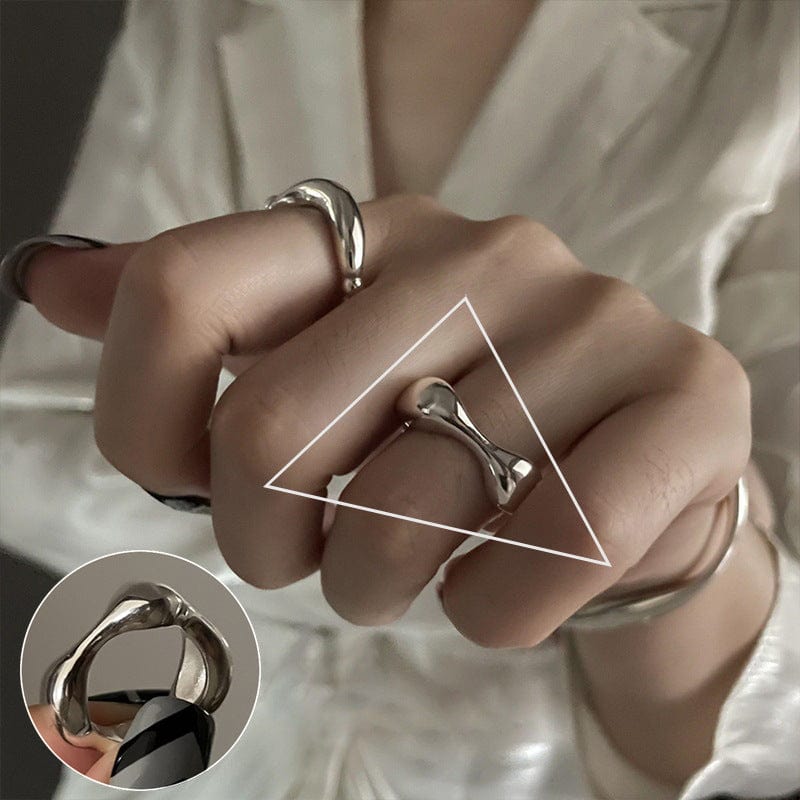 South Korea 925 Sterling Silver Open-end Personality Ring Female Ins Geometric - Dazora Jewels  - Dazora Jewels 