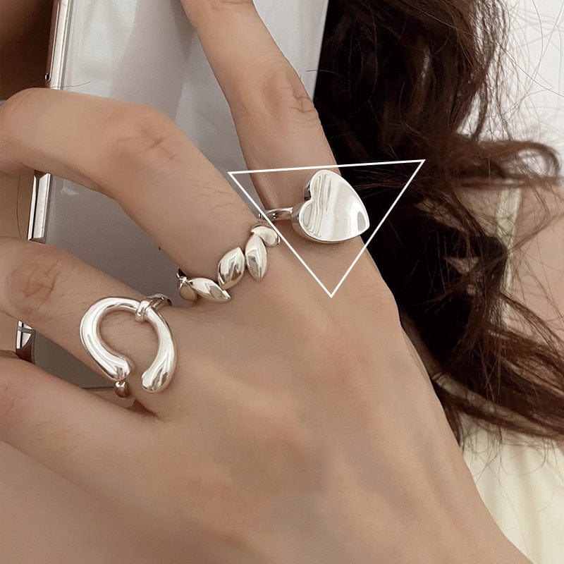 South Korea 925 Sterling Silver Open-end Personality Ring Female Ins Geometric - Dazora Jewels  - Dazora Jewels 