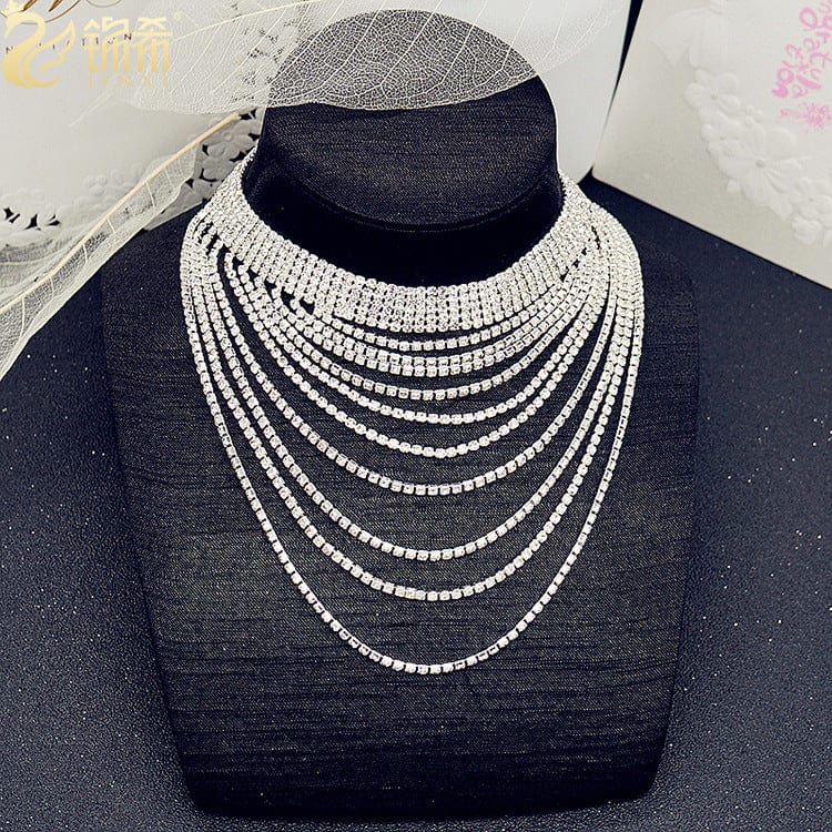 Rhinestone Tassel Chain Necklace Clavicle Chain Fashion - Dazora Jewels  - Dazora Jewels 