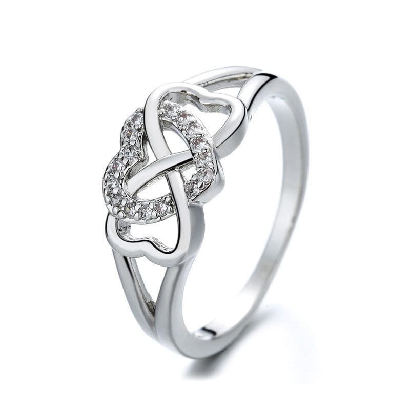 Women's Fashion Double Twisted Hollowed Heart Shape Ring - Dazora Jewels  - Dazora Jewels 