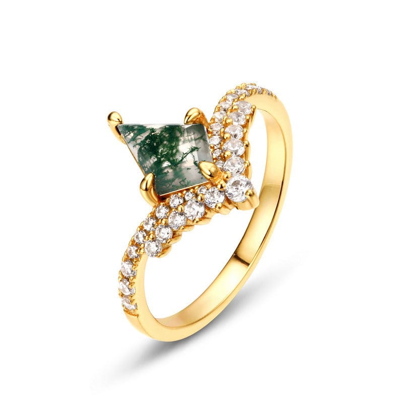 S925 Silver Green Moss Agate Ring - Dazora Jewels  - Dazora Jewels 