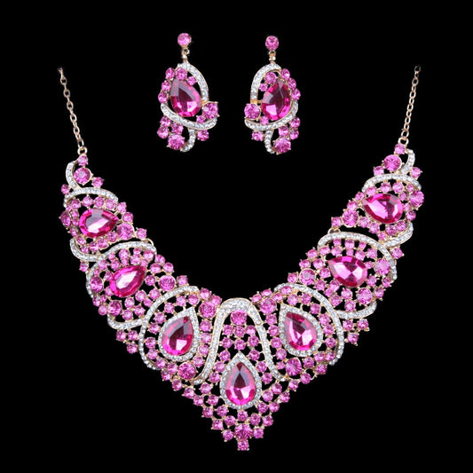 Colorful Bridal Necklace And Earring Set - Dazora Jewels  - Dazora Jewels 