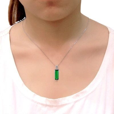 Emerald Color Gemstone 925 Silver Plated Jewelry Necklace 18k Platinum Plated Pendant Women's - Dazora Jewels  - Dazora Jewels 