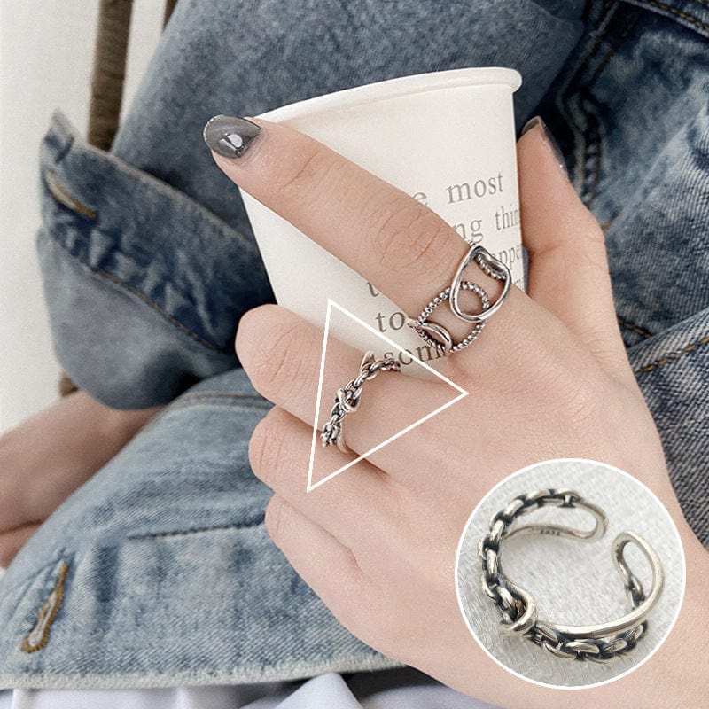 South Korea 925 Sterling Silver Open-end Personality Ring Female Ins Geometric - Dazora Jewels  - Dazora Jewels 