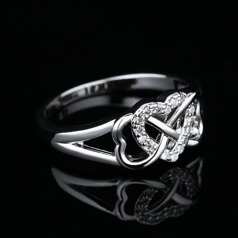 Women's Fashion Double Twisted Hollowed Heart Shape Ring - Dazora Jewels  - Dazora Jewels 