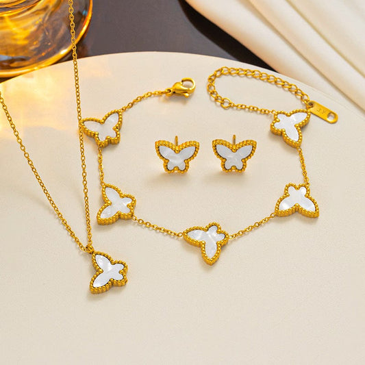 Simple Butterfly Ornament Three-piece Set - Dazora Jewels  - Dazora Jewels 