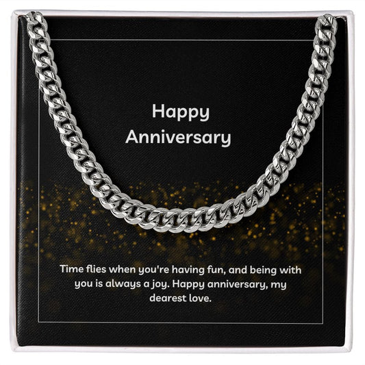 Happy Anniversary Cuban Link Chain - Dazora Jewels  - Dazora Jewels 